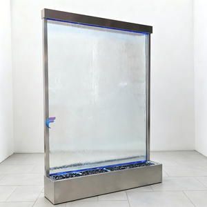 Fuente de Agua Moderna Rectangular de Acero Inoxidable para Decoración de Jardín Interior, Diseño Impermeable para Montaje en Suelo - Product Image 1