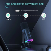 Microphone de jeu dynamique filaire AM8 avec éclairage RGB, fonction de sourdine à une touche, suppression du bruit, pour PC/PS4/5, streaming, enregistrement de podcasts