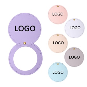 New Custom Rotatable Pu Leather Cover <strong>Round</strong> Small Mini <strong>Mirror</strong> Compact Gift Makeup <strong>Mirror</strong> <strong>With</strong> Custom Your Logo - Product Image 1