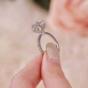 Nuevo Anillo de Diamantes de Compromiso y Boda de Oro de 18k de Lujo con Corte Brillante Redondo Natural, Gran Venta - Product Image 3