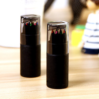 Ensemble d'accessoires scolaires japonais, mini crayon de couleur, 3.5 pouces, avec tubes en papier, emballage, plomb doux, 12 crayons de couleur noir en bois pour enfants