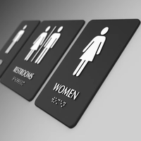 Plaque de numéro de chambre en acier inoxydable 3D avec lettres braille en relief, conforme ADA, pour hôtels, centres commerciaux et toilettes