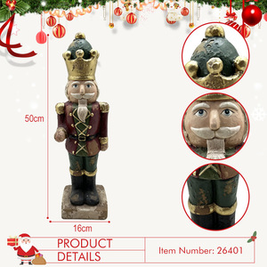 Statue de <span class=keywords><strong>Casse</strong></span>-<span class=keywords><strong>Noisette</strong></span> Couronné Vintage en Magnésie, Peinture Effet Craquelé, OEM Usine, Décoration de Noël pour Cheminée Intérieure, Extérieur et Porte - Product Image 4