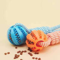 Duurzame gevlochten touw- en rubberen bal kauwspeelgoed voor puppy's met tandjes, pluche cadeau voor katten om mee te spelen