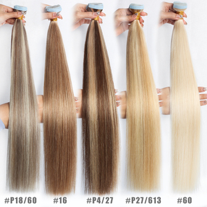 Qualité de luxe 12A Double Dessiné Cuticule Naturel Remy Bande dans <span class=keywords><strong>Extension</strong></span> de Cheveux Russe 100 Bande de Cheveux Humains dans les Extensions - Product Image 1