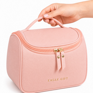 High Quality PU Leather Luxury Checkered Skin Beautycase Custom Logo Portable Waterproof Zipper Travel Cosmetic Makeup Bag - Product Image 1