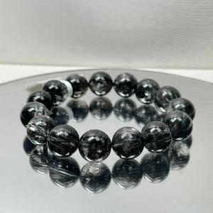 Healing Crystal Quartz Bead <b>Bracelet</b> Natural Handmade Black Quartz Bead Stone <b>Elastic</b> <b>Bracelets</b> - Product Image 1