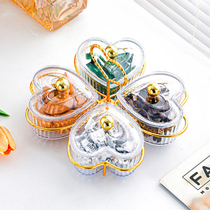 Plateau à fruits en plastique en forme de cœur avec couvercle, boîte de rangement anti-poussière de 1 à 3 L pour table basse, conteneur décoratif pour collations à la maison - Product Image 3