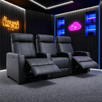 Canapé inclinable électrique moderne 4+3+2 places pour home cinéma avec porte-gobelets LED et sièges motorisés pour salle de cinéma