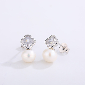 18k Gold Plated Copper Freshwater Pearl Stud Earrings Sophisticated Zircon Swirl Jewelry for Women Daily Wear <b>Gift</b> - Product Image 2
