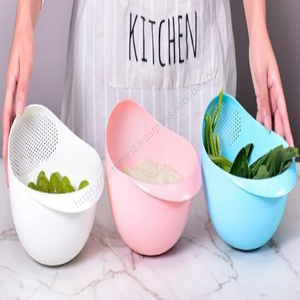 Panier de rangement rond en plastique SYH577 en gros, passoire et égouttoir multifonctionnels pour la cuisine domestique, style moderne, pour le lavage du riz - Product Image 5