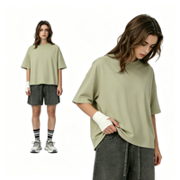 T-shirt en coton uni pour homme, style streetwear, coupe oversize à épaules tombantes, impression personnalisée de haute qualité, grammage lourd, coupe carrée