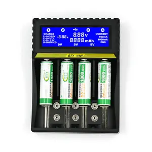 Bộ Sạc Pin Pin Lithium-Ion 18650 Bộ Sạc Pin Niken Cadmium AA AAA 9V Kim Loại Niken Bộ Sạc Thông Minh Có Màn Hình LCD