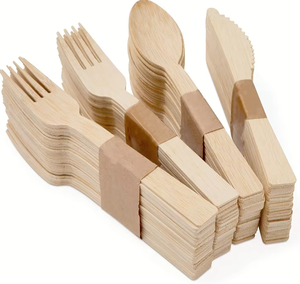 Le posate di bambù usa e getta Eco Friendly di fabbrica includono coltello e forchetta per il viaggio in campeggio da asporto - Product Image 4