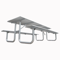 Table de pique-nique en métal tubulaire moderne commerciale d'extérieur ensemble de meubles de jardin table basse de patio extérieur en acier avec banc
