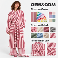 Peignoir rayé en peluche unisexe, luxueux, doux, ultra absorbant, 100% coton, peignoir de spa, logo personnalisé pour femmes et hommes