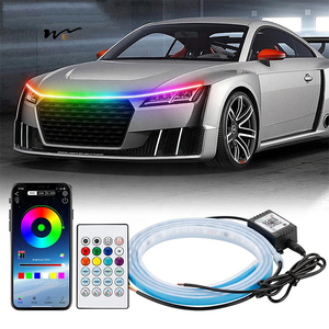 Luci LED Automotive esterno <span class=keywords><strong>RGB</strong></span> multi-colore LED flessibile cappuccio striscia di luce impermeabile 12V cofano motore <span class=keywords><strong>fari</strong></span> decorativi - Product Image 1