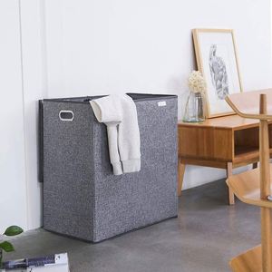 Panier à linge durable à 3 sections pour salle de bain, chambre et maison avec cadre en aluminium - Product Image 5