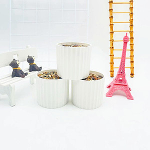 Pot de fleurs à rayures verticales en forme de galet, 7,5 pouces, en mousse réutilisable, mini pot pour décoration de bureau - Product Image 2
