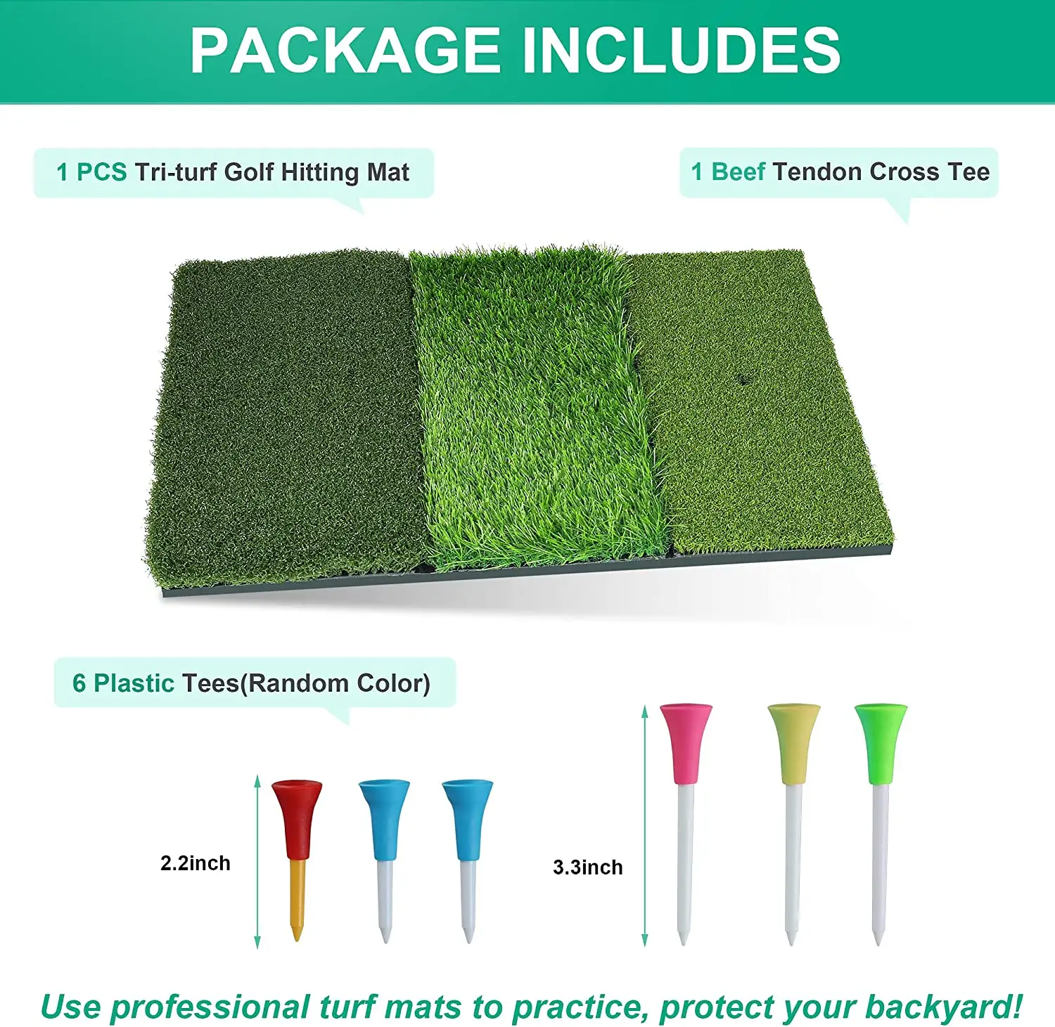 Tapis d'herbe pliable 3-en-1 pour golf-Aide à la détection d'écaillage de gazon Tapis de frappe parfait pour l'entraînement en arrière-cour