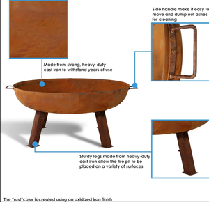 Brasero rustique en acier <span class=keywords><strong>Corten</strong></span>, pour patios européens, personnalisable pour brûler du bois - Product Image 5