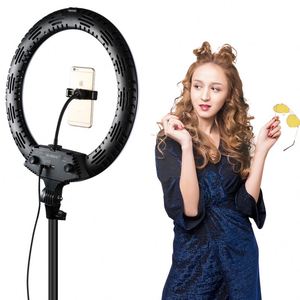 Anneau lumineux professionnel pour maquillage et photographie, lampe LED 18 pouces pour selfies - Product Image 1