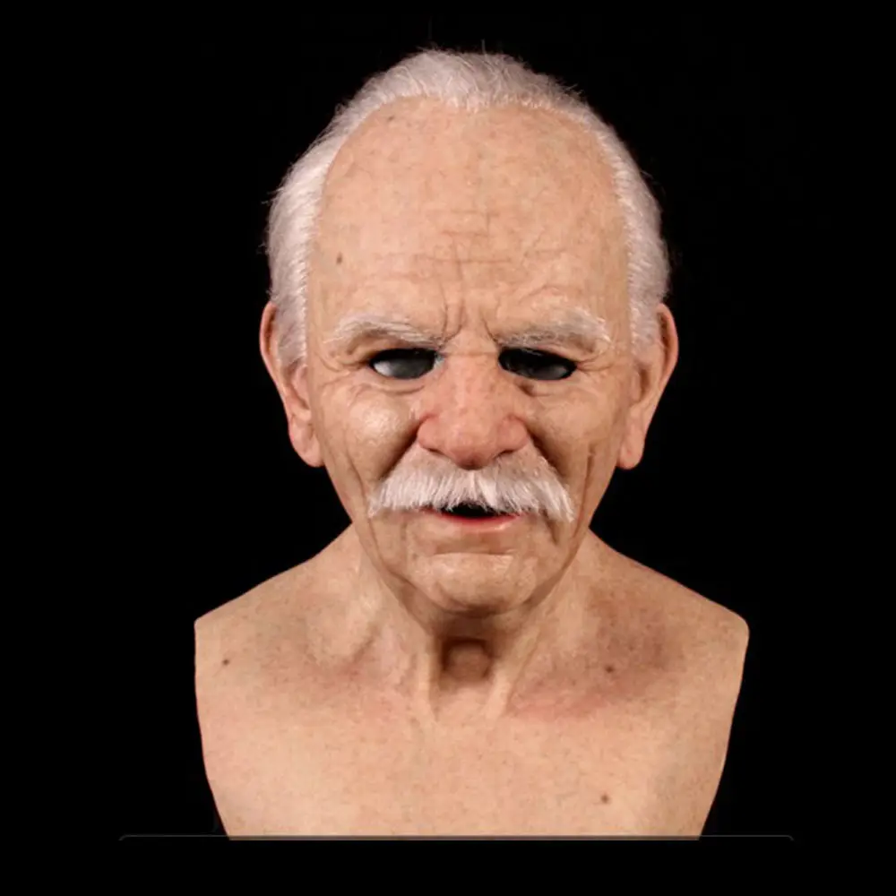 Masquerade Party Ultra-Realistic Full Face Old Man Mask Latex Scary Human Horror Old Man Face Mask Terror Halloween Mask