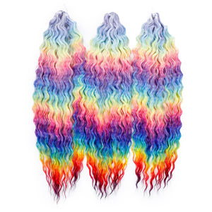 <span class=keywords><strong>ARIEL</strong></span> Extension de cheveux à tressage en fibre de qualité supérieure Résistant à la chaleur Deep Wave Ombre Colored Twist Crochet Braid Extensions de cheveux synthétiques - Product Image 1