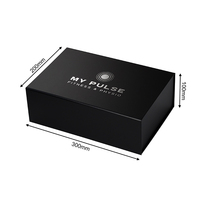 Boîte cadeau portable de luxe noire mate avec logo personnalisé, en carton gris pliable, doublure en éponge, estampage à chaud, pour équipement de fitness