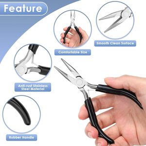Obexa Stainless Steel Chain & Flat Nose Pliers Ergonomic Grip Black Finish Jewelry Making <b>Wire</b> Wrapping Professional <b>Craft</b> Tools - Product Image 2