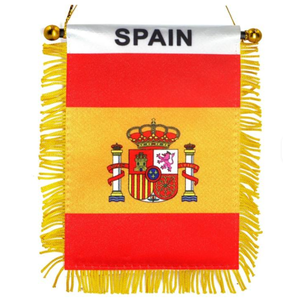 Bandera Española para Colgar en la Ventana, Mini Banderas para Coche, Decoración para Espejo Retrovisor con Ventosa y Borlas Doradas - Product Image 1