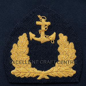 Custom Embroidered lithuanian Cap Badge With Anchor And Laurel Wreath <b>Sew</b>-On Fabric Patch For Uniform Garment - Product Image 4