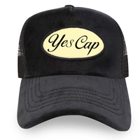 Casquette de camionneur en velours rose à 5 panneaux avec logo emblématique brodé sur mesure pour femmes et hommes