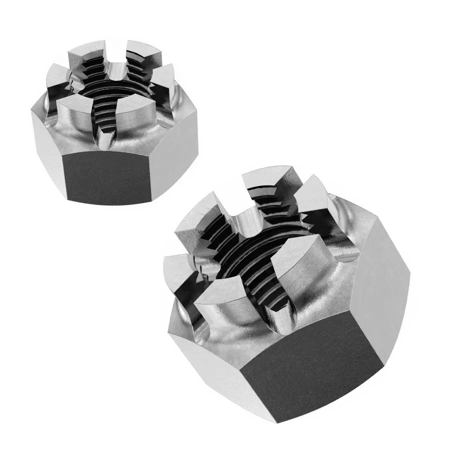 Custom high quality hex slotted nut aluminum titanium galvanized Stainless Steel din935 forged castle nuts m24 m30