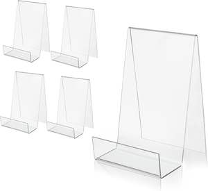 Support de livre en acrylique transparent Grand présentoir 5 pièces Porte-livre <span class=keywords><strong>Chevalet</strong></span> pour livres Partition musicale Œuvres d'art CD Tablette Affichage facile (L) - Product Image 1