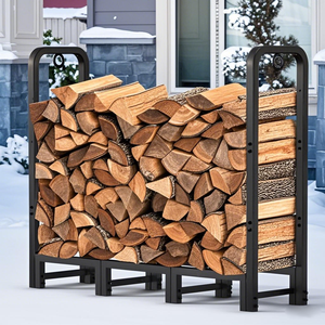 Forma di logo personalizzato in ferro battuto pesante legna da ardere cremagliera per esterni a <span class=keywords><strong>parete</strong></span> legna da ardere Rack - Product Image 5