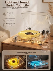 Tourne-disque <span class=keywords><strong>vinyle</strong></span> en acrylique transparent de conception nouvelle avec plateau robuste, contrepoids réglable, éclairage LED et sortie Bluetooth - Product Image 6