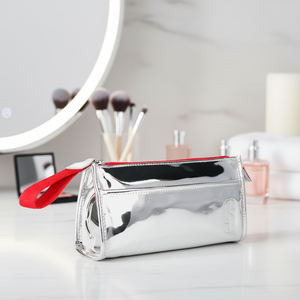 Water Resistant Easy to Clean Portable <b>Makeup</b> <b>Storage</b> Bag Futuristic Silver Beauty Case - Product Image 6