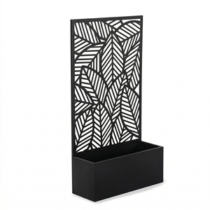 <span class=keywords><strong>Jardinera</strong></span> Metálica Rodante con Enrejado Cortado con Láser para Divisor de Patio, Maceta Alta para Jardín Exterior, Diseño de Pantalla de Aluminio Negro - Product Image 1