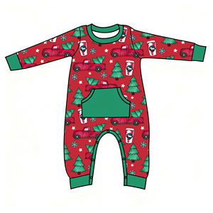 Herfst Winter Baby Meisjes Jongens Kleding Bamboe Slaper Overall Kersttruck Boom Lange Mouw Peuter Jongens Zak Jumpsuit - Product Image 1