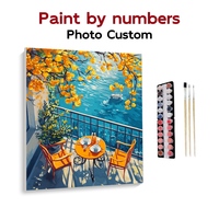 Kit de Peinture par Numéros Personnalisé Thé de l'Après-midi sur le Balcon Kit de Peinture DIY pour Décoration Murale à Domicile Vente en Gros