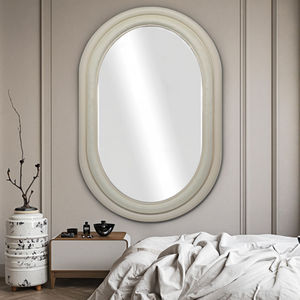 Specchio <span class=keywords><strong>da</strong></span> <span class=keywords><strong>Parete</strong></span> Ovale Bianco Crema con Doppia Cornice a Forma di Capsula, Moderno e Minimalista per Bagno, Ingresso, Arredamento Casa, Vendita all'Ingrosso - Product Image 3