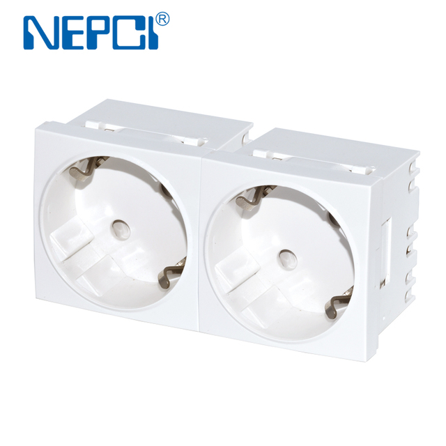 Factory Direct Sales EU Standard German Power Socket 45mmX90mm  16A 250V Recessed Safety Outlets European Wall Sockets