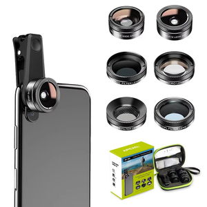 Objectifs interchangeables pour appareil photo de téléphone universel, objectif fisheye, grand angle, macro, filtre CPL/étoile ND32, <span class=keywords><strong>kit</strong></span> 6 en 1 pour 98% des smartphones - Product Image 6