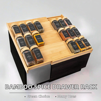 Organisateur de tiroir à épices extensible à 2 niveaux en bambou, support à épices pour armoire de cuisine, plateaux de rangement en bois