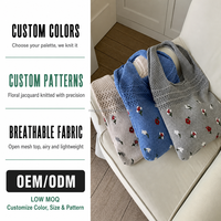 Sac fourre-tout en tricot floral, petit motif floral ajouré, sac à bandoulière pour femme, idéal pour l'été, shopping, logo personnalisé, vente en gros, OEM