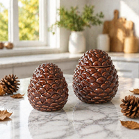 Encantador Tarro de Cerámica para Velas con Diseño 3D de Piña en Relieve, Portavelas Vacío Marrón Mate para Cera de Soja DIY, Decoración Otoño Navidad Hogar