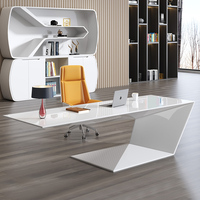 Bureau de direction moderne pour PDG et chaise, bureau d'ordinateur de luxe en bois, ensemble de mobilier de bureau en forme de L, bureau de direction en MDF