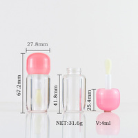 Tube de brillant à lèvres vide 4 ml à marque privée, contenant transparent avec grand applicateur, flacon cosmétique personnalisé pour huile à lèvres