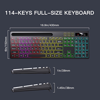 Teclado Inalámbrico Silencioso de Tamaño Completo 2.4G, Membrana Recargable, Retroiluminación RGB, Soporte para Tablet y Teléfono, Teclas Multimedia para IOS y Windows